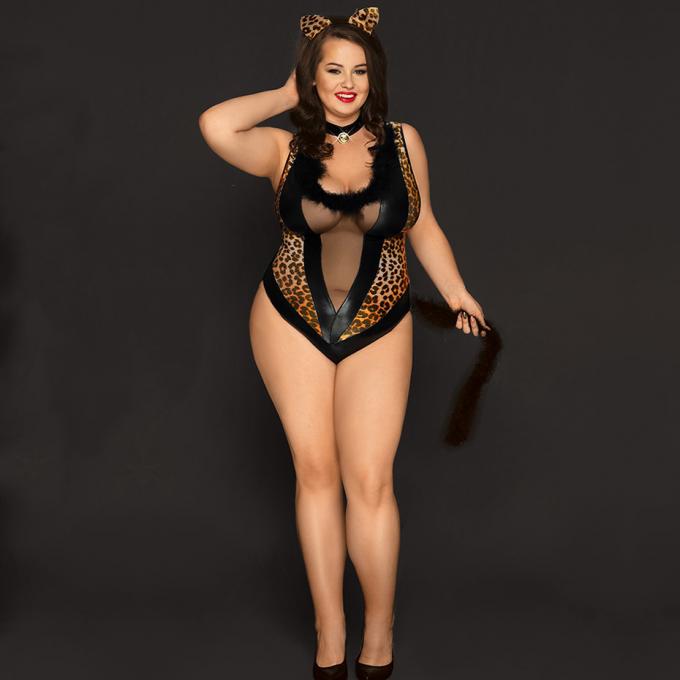 Plusgrößen-sexy Frauen ′ s Bodysuit-Wäsche-heiße erotische Latex Catsuit-Sex Cosplay-Unterwäsche