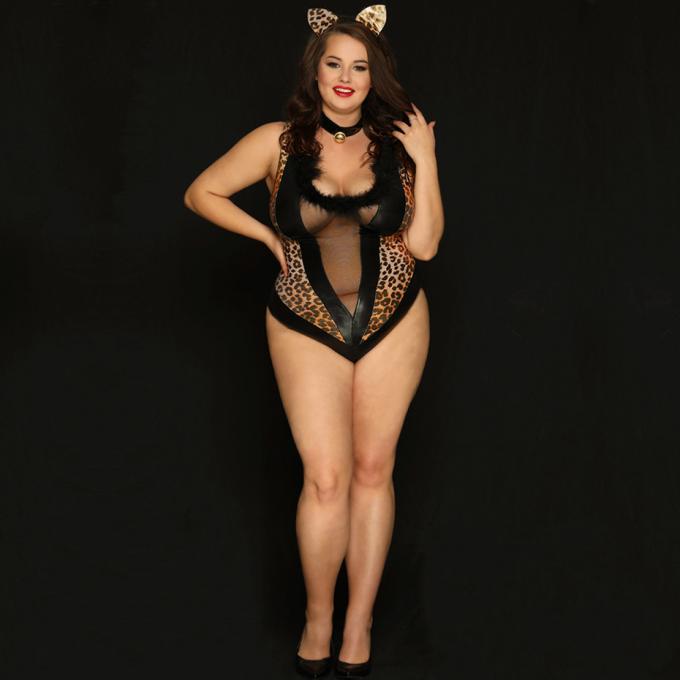 Plusgrößen-sexy Frauen ′ s Bodysuit-Wäsche-heiße erotische Latex Catsuit-Sex Cosplay-Unterwäsche