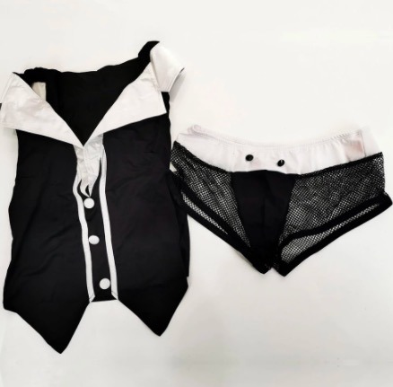 Männer ′ s Butler String-Tanga-Unterwäsche Kellner-Lingerie Suit Tuxedos G- mit Fliegen-Kragen und Armbändern
