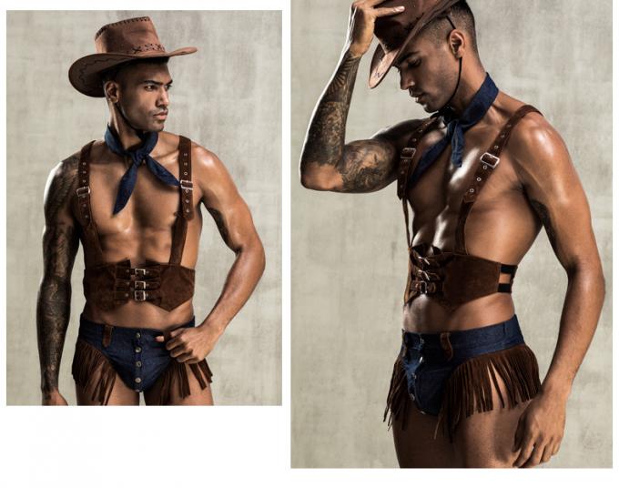 Männer ′ s sexy tragen Wäsche-Westen-Westcowboy Style Sexy Man Cosplay eine Hut-Unterwäsche