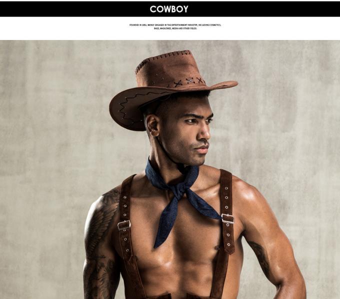 Männer ′ s sexy tragen Wäsche-Westen-Westcowboy Style Sexy Man Cosplay eine Hut-Unterwäsche
