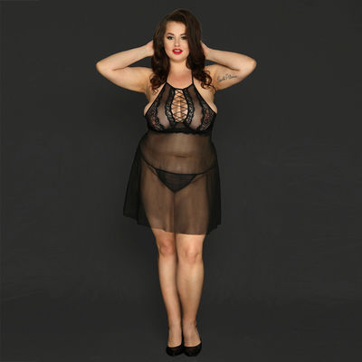 Elasthan plus Babydoll-Wäsche gestrickte sexy Unterwäsche für große Frauen