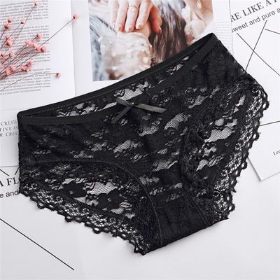 Sexy gestrickte hohle Masche schwarze Baumwollnahtlose Unterwäsche-Unterwäsche Spandex-3XL