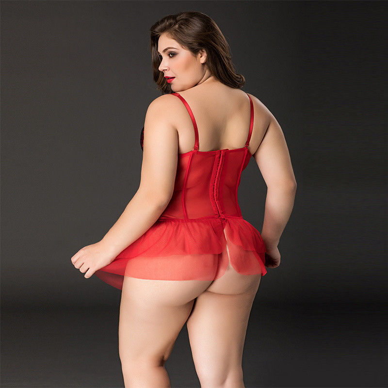 Rote große sexy Hauptunterwäsche-mit Blumenärmelloses der Spitze-Unterwäsche-85kg XXXL