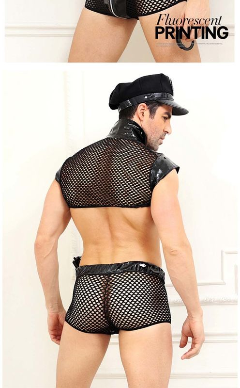Hemd-Mann-sexy Polizeibeamte-Lingerie Uniform Nightclub-Nylon ärmellos