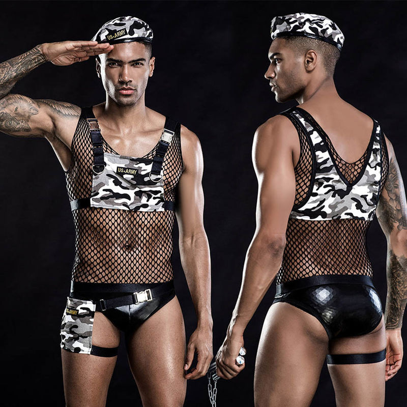 Die sexy Wäsche der freien Euro- Größen-Männer erotische Militär-Cosplay-Militäruniform