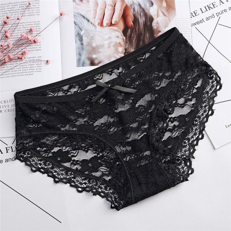 Sexy gestrickte hohle Masche schwarze Baumwollnahtlose Unterwäsche-Unterwäsche Spandex-3XL