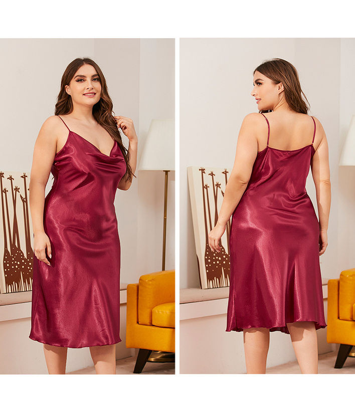 Satin strickte sexy Seide Sleepwear-Pyjama-ärmelloses Nachtnylonkleid