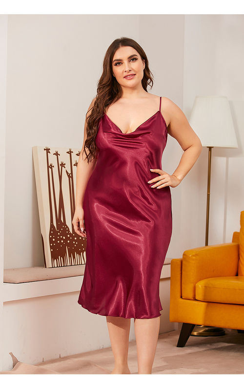 Satin strickte sexy Seide Sleepwear-Pyjama-ärmelloses Nachtnylonkleid
