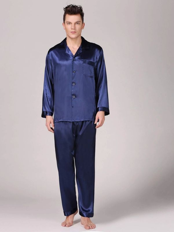 Der Sleepwear-Seiden-der warmen Winter-Männer Setnotch-Männer die Pyjama-Pyjama-Aufenthaltsraum