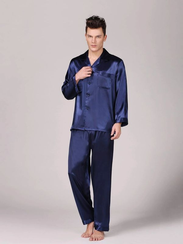 Der Sleepwear-Seiden-der warmen Winter-Männer Setnotch-Männer die Pyjama-Pyjama-Aufenthaltsraum