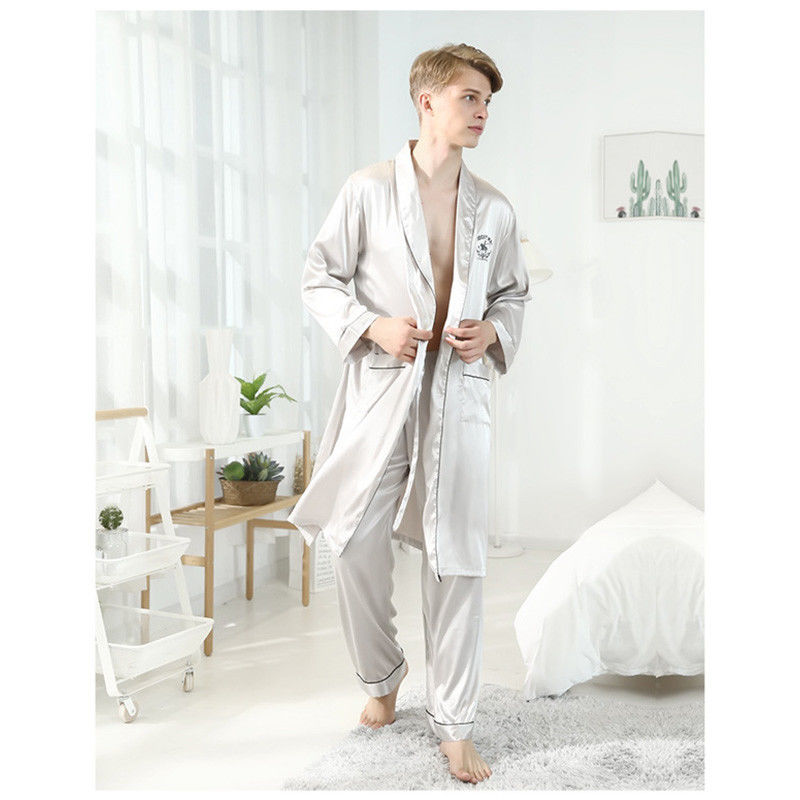 Der Sommer Pj der Nachthemd-Männer stellt Sommer-Pyjamas der Seiden-Satin-Männer Baumwollein