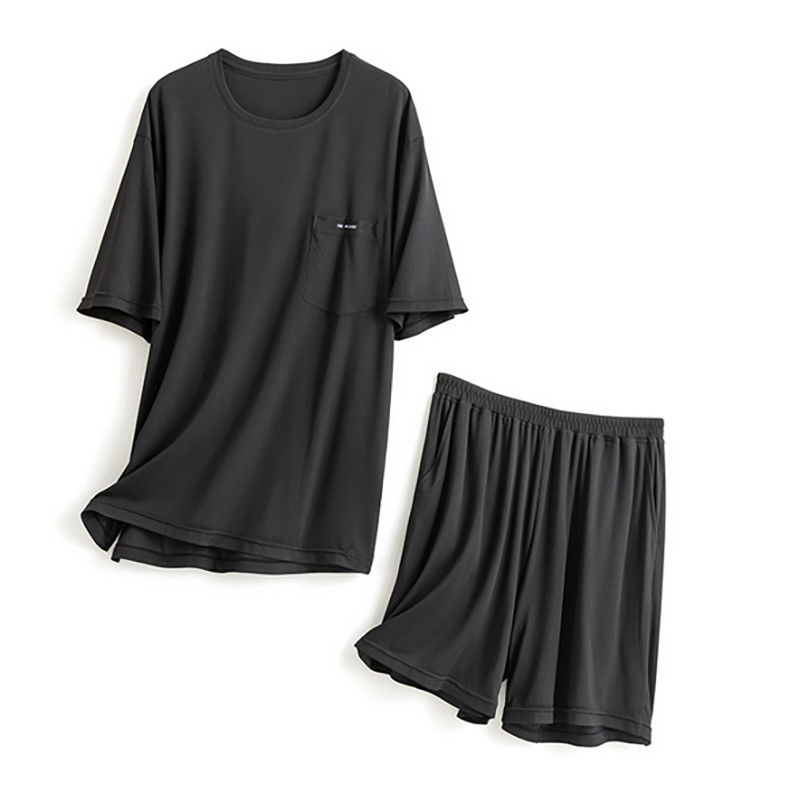 Der Sleepwear der Männer der Seiden-XXL strickte 114cm Kasten-blauen Nachtanzug Loungewear-Sommer