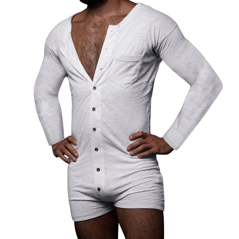 Der Sommer-Pyjama der sexy Männer stellte feste ärmellose Männer sexy Onesie-Overall ein