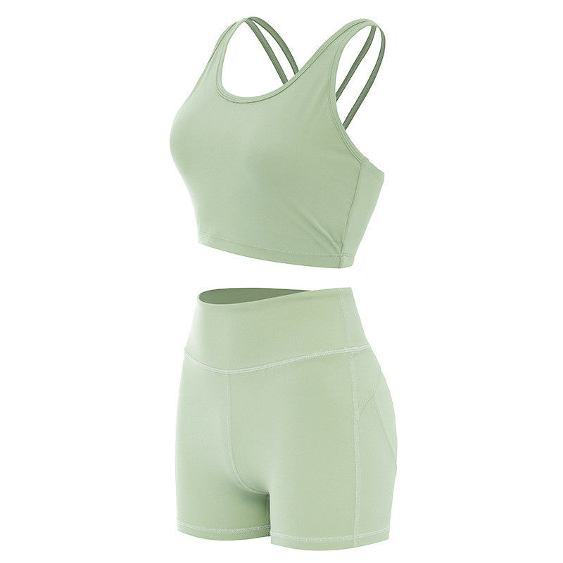 Versahen weibliche Sport-BH Kolben Lifying-kurzer Hosen nahtlosen Trainings-Sätze Activewear mit Rippen