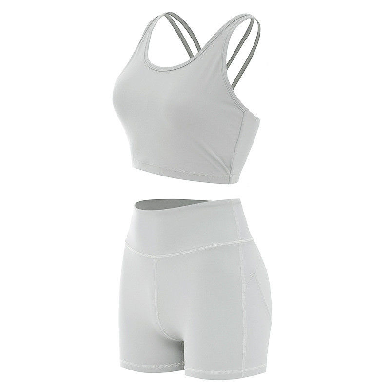 Versahen weibliche Sport-BH Kolben Lifying-kurzer Hosen nahtlosen Trainings-Sätze Activewear mit Rippen