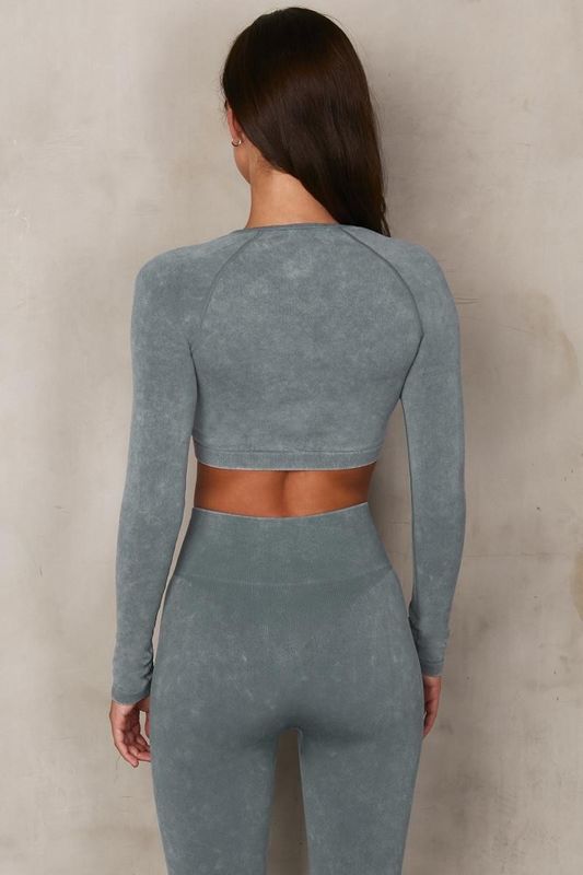 Hintere Schließungs-Turnhallen-Yoga-Kleidung versah nahtlosen Fehlschlag der Yoga-Klagen-58cm mit Rippen