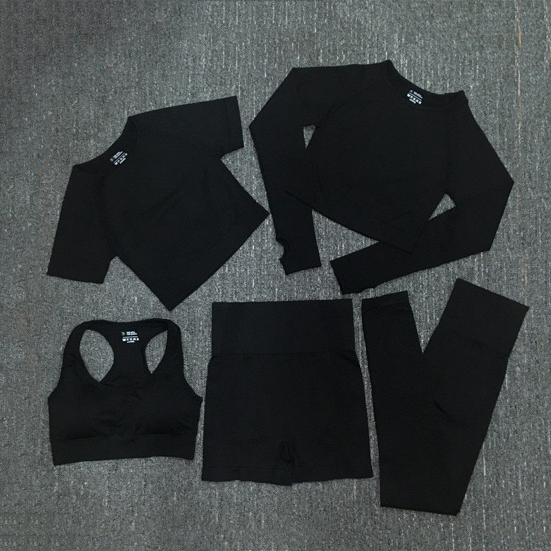 Nylon-Polyester-Spandex geerntete langärmlige Trainings-Spitzenturnhallen-Abnutzungs-gewellte Sportkleidung