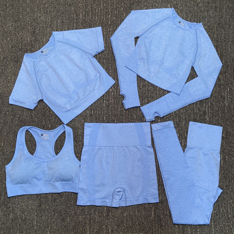 Nylon-Polyester-Spandex geerntete langärmlige Trainings-Spitzenturnhallen-Abnutzungs-gewellte Sportkleidung