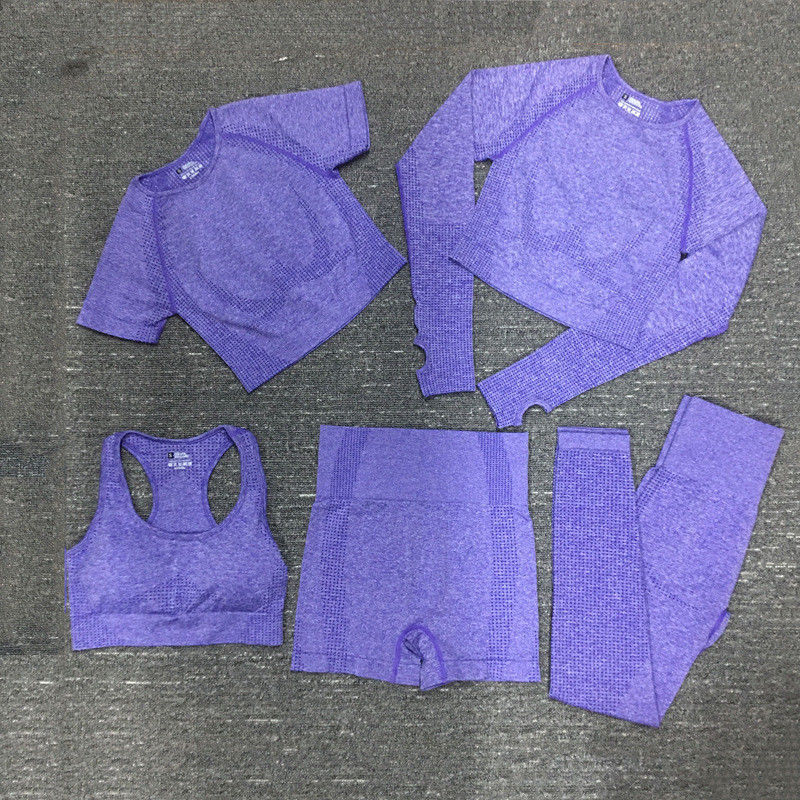 Nylon-Polyester-Spandex geerntete langärmlige Trainings-Spitzenturnhallen-Abnutzungs-gewellte Sportkleidung