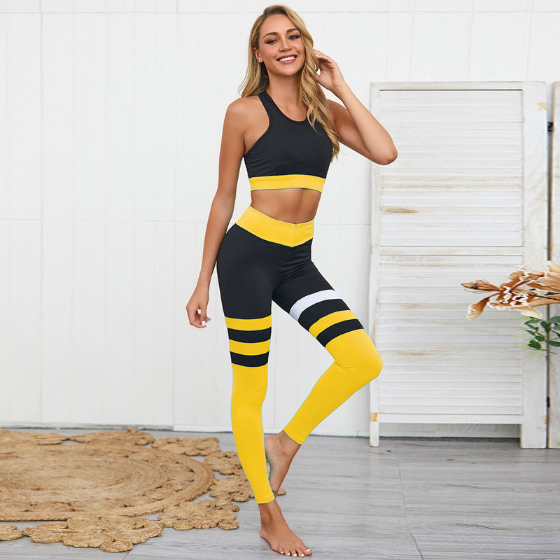 Ernte-Spitzen Nylondes spandex-Turnhallen-Yoga-Kleidungs-schnelle trockene Patchwork-2pcs