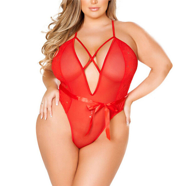 Wäsche plus tiefer V rückenfreier Bodysuit-erotischen Einteiler der Größen-Frauen-stellte der Frauen plus Größen-sexy Wäsche ein