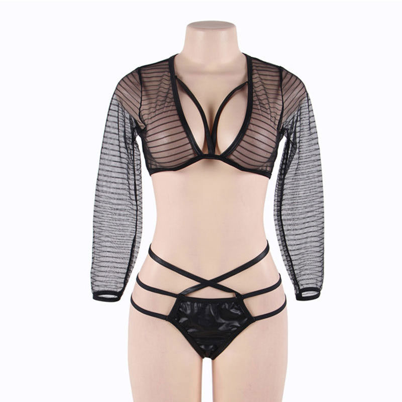 Fette Massenfrauen-erotischer romantischer Mesh Black See Though Custom-Latex-BH-Satz
