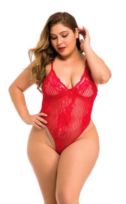 Ärmellose Versuchung plus Polyester 95 der Babydoll-Wäsche-weißes Spitze-L-5XL