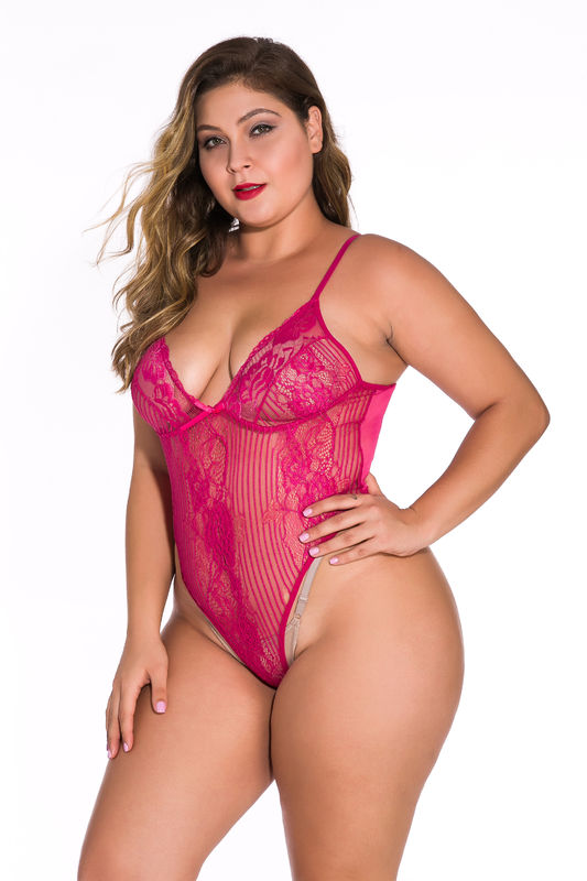 Ärmellose Versuchung plus Polyester 95 der Babydoll-Wäsche-weißes Spitze-L-5XL
