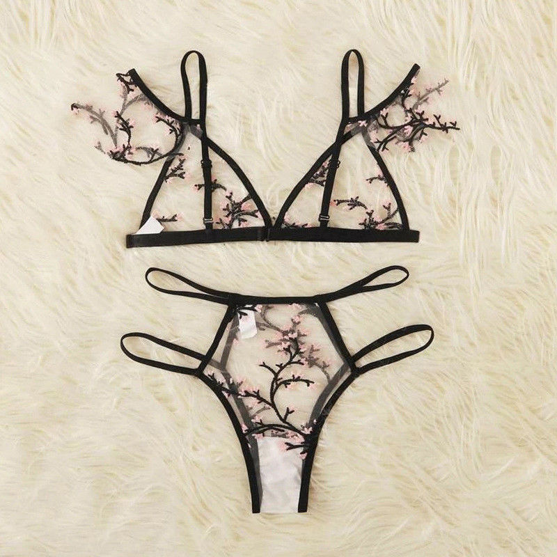 Breathable antibakterielle sexy transparente Polyamid-Blumen-Spitze Bralette der Spitze-82