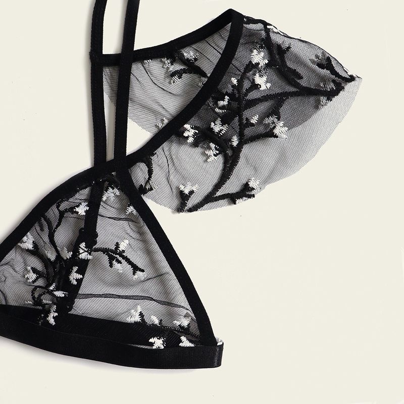 Breathable antibakterielle sexy transparente Polyamid-Blumen-Spitze Bralette der Spitze-82