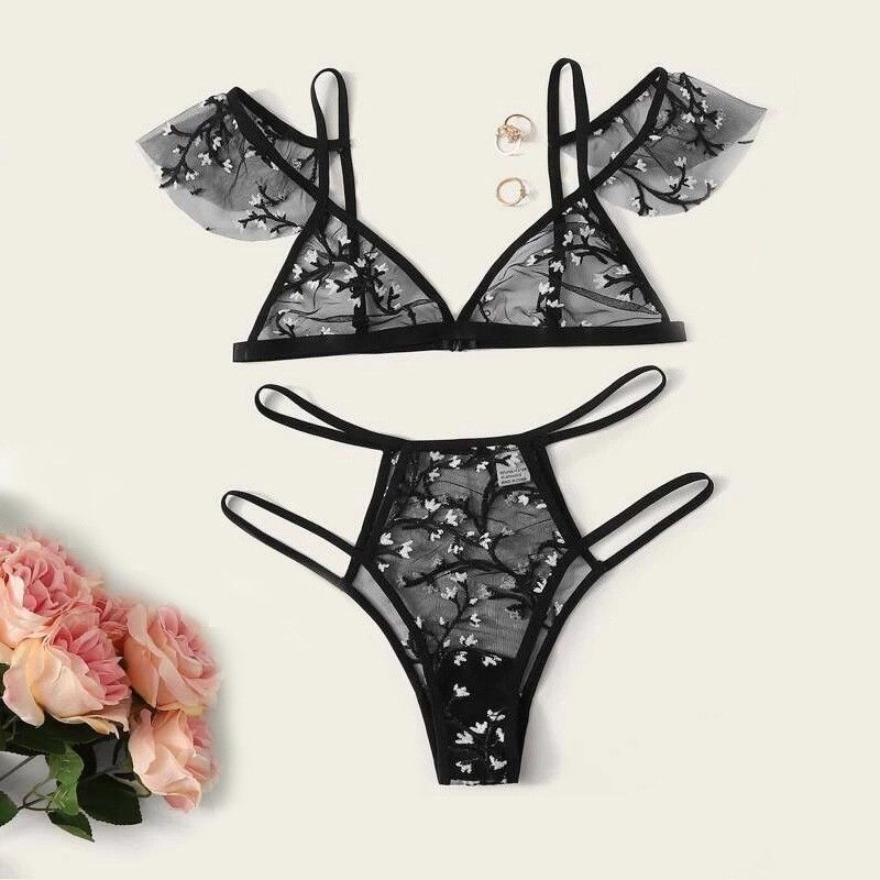 Breathable antibakterielle sexy transparente Polyamid-Blumen-Spitze Bralette der Spitze-82